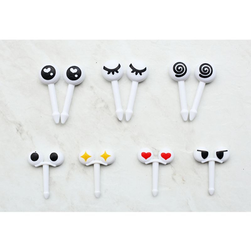 10 vnt / rinkinys Mini iešmeliai Mieli animaciniai filmukai Akys Kawaii Pietūs Bento Dėžė Maistas Vaisiai Raktai Šakės Striukės Bufetas Sumuštiniai Papuošimas