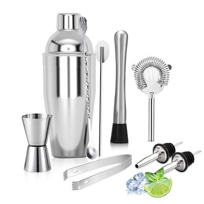 Set za pripremu koktela Shaker od nehrđajućeg čelika Barski alat Kit za barmena ​sa stalkom za izlaganje Žlica za miješanje kocke leda Knjiga recepata Poklon