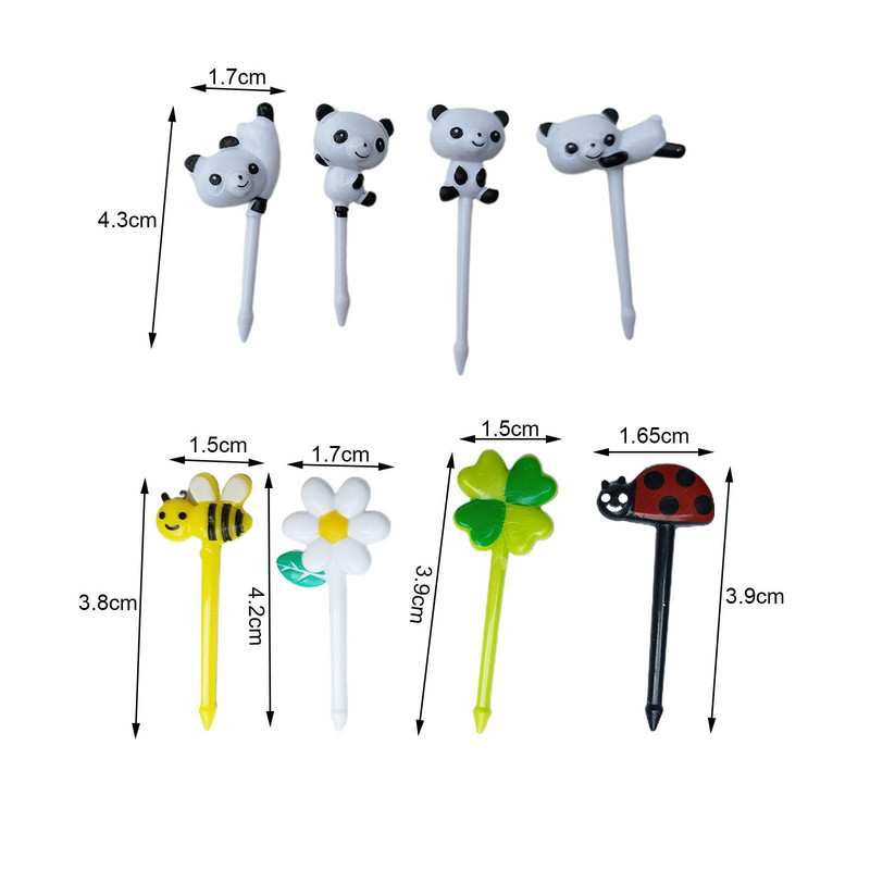 8 vnt / rinkinys Mini animacinis filmukas Panda Bičių gėlė Vaisių šakutė Vaikams Užkandžiai Desertas Tortas Desertas Vaikams Dantų krapštukas Pietūs Vakarėlio dekoras