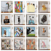 Smiješne zavjese za kupaonicu za tuširanje Slatki dinosaurusi za kadu Vodootporna mačja životinjska tkanina Pastelna vrata WC-a Perive zavjese Cortina kuke