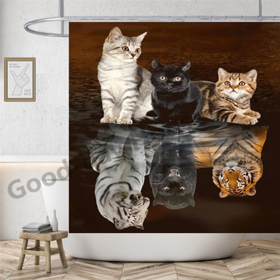 Smiješne zavjese za kupaonicu za tuširanje Slatki dinosaurusi za kadu Vodootporna mačja životinjska tkanina Pastelna vrata WC-a Perive zavjese Cortina kuke