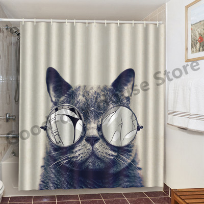 Smiješne zavjese za kupaonicu za tuširanje Slatki dinosaurusi za kadu Vodootporna mačja životinjska tkanina Pastelna vrata WC-a Perive zavjese Cortina kuke