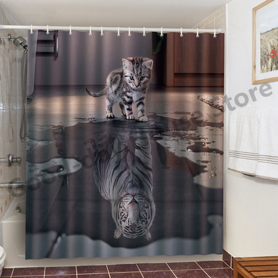 Smiješne zavjese za kupaonicu za tuširanje Slatki dinosaurusi za kadu Vodootporna mačja životinjska tkanina Pastelna vrata WC-a Perive zavjese Cortina kuke