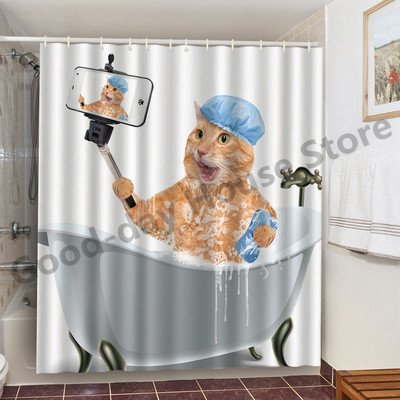 Smiješne zavjese za kupaonicu za tuširanje Slatki dinosaurusi za kadu Vodootporna mačja životinjska tkanina Pastelna vrata WC-a Perive zavjese Cortina kuke