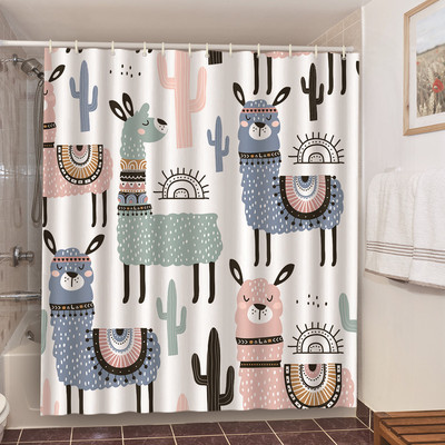 Smiješne zavjese za kupaonicu za tuširanje Slatki dinosaurusi za kadu Vodootporna mačja životinjska tkanina Pastelna vrata WC-a Perive zavjese Cortina kuke