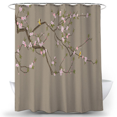 Ziedi Putni Vannas aizkari Ūdensizturīgs audums Dušas aizkari Ziedu lapas Apdruka Vannas istabas ekrāns Ainava Mājas dekorēšana