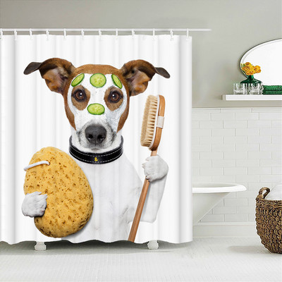 Smieklīgi kaķu suņu dušas aizkari multfilmas dzīvnieks bērniem ūdensizturīgs poliestera radošās personības mājas dekors vannas istabas aizkari