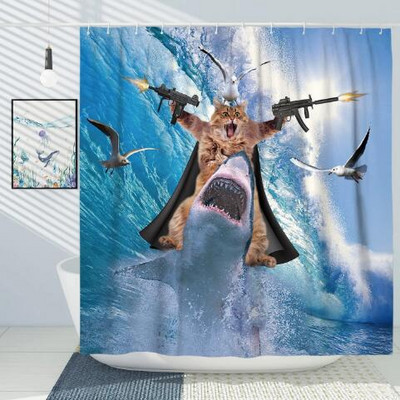 Ocean Životinja Hobotnica Kit Morska Kornjača Zavjese za tuširanje Kreativnost Dizajn Kupaonica Zavjesa za kadu Dekoracija kade Setovi tkanina s kukom