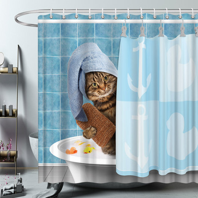 Ocean Životinja Hobotnica Kit Morska Kornjača Zavjese za tuširanje Kreativnost Dizajn Kupaonica Zavjesa za kadu Dekoracija kade Setovi tkanina s kukom