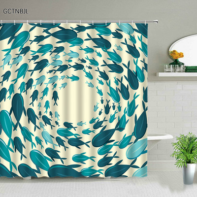 Ocean Životinja Hobotnica Kit Morska Kornjača Zavjese za tuširanje Kreativnost Dizajn Kupaonica Zavjesa za kadu Dekoracija kade Setovi tkanina s kukom