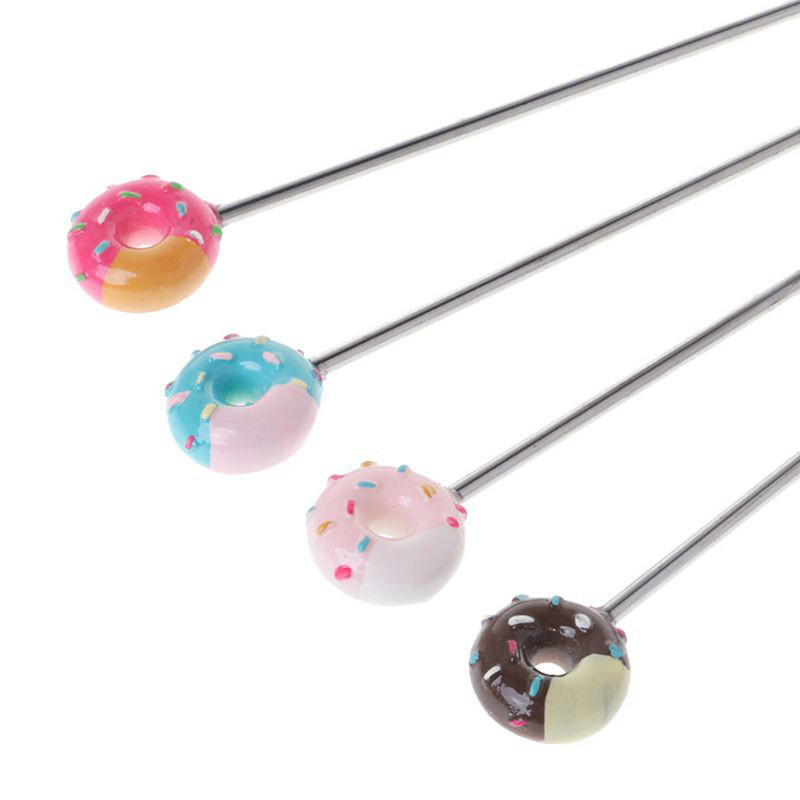 Crtani 4kom Swizzle štapić od nehrđajućeg čelika Slatka dekoracija krafni Mješalica za piće za koktel bar Alat za kuhinjske dodatke Swizzle štapić