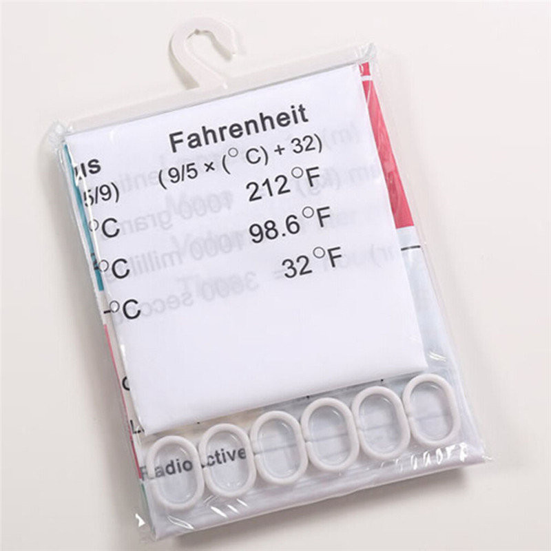 3D spausdinimo dušo užuolaidos periodinė elementų lentelė Vonios kambario užuolaidos Neperšlampama balto audinio užuolaida voniai