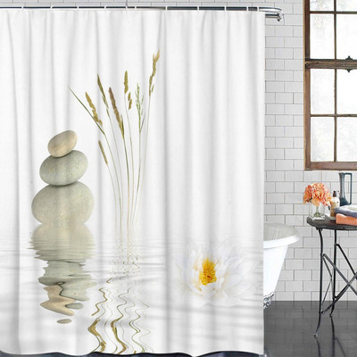 Zen Zavjese za tuš Budizam Buddha Lotus Pejzaž Zavjese za tuš Zen Kamen Zeleni Bambus Cvijeće Biljke Krajolik Dekoracija kupaonice
