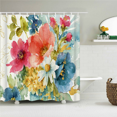 3D vannas istabas aizkari Krāsaini skaisti ziedi Apdruka Dušas aizkari Mājas apdare Ūdensizturīgs poliestera audums Vannas ekrāns