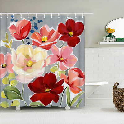 3D vannas istabas aizkari Krāsaini skaisti ziedi Apdruka Dušas aizkari Mājas apdare Ūdensizturīgs poliestera audums Vannas ekrāns