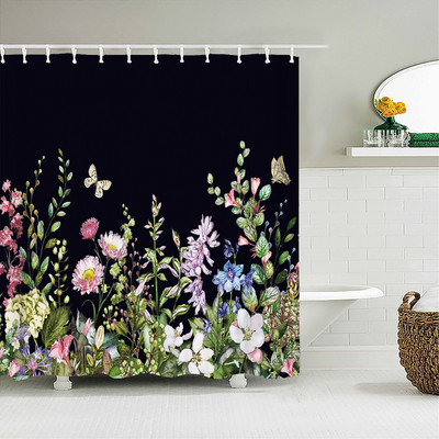 3D vannas istabas aizkari Krāsaini skaisti ziedi Apdruka Dušas aizkari Mājas apdare Ūdensizturīgs poliestera audums Vannas ekrāns