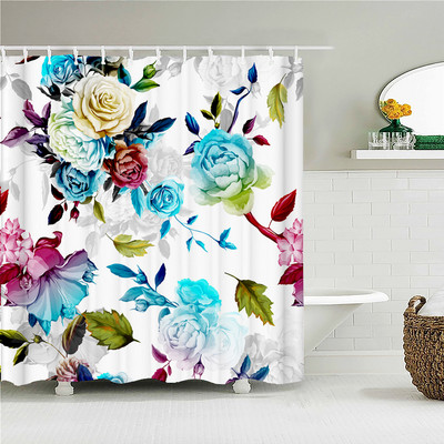 3D vannas istabas aizkari Krāsaini skaisti ziedi Apdruka Dušas aizkari Mājas apdare Ūdensizturīgs poliestera audums Vannas ekrāns