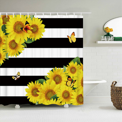 3D vannas istabas aizkari Krāsaini skaisti ziedi Apdruka Dušas aizkari Mājas apdare Ūdensizturīgs poliestera audums Vannas ekrāns