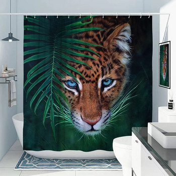 Африкански леопард лъв тигър шарка завеса за душ диви животни печат баня вана декорация на дома подарък водоустойчиви завеси