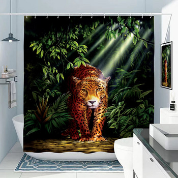 Африкански леопард лъв тигър шарка завеса за душ диви животни печат баня вана декорация на дома подарък водоустойчиви завеси