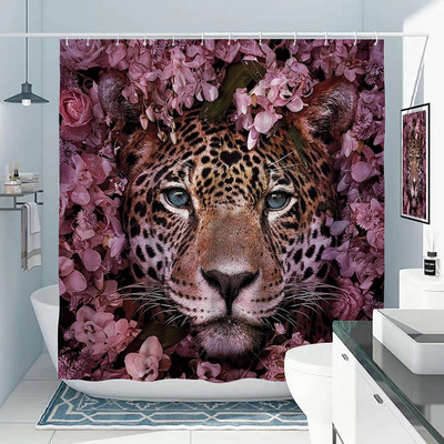 Afrički leopard, lav, tigar, uzorak zavjese za tuširanje, print divljih životinja, kupaonska kada, ukrasi za dom, poklon, vodootporne zavjese