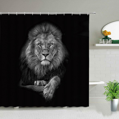 Perdele de duș cu model leopard african, leu, tigru, imprimeu cu animale sălbatice, cadă de baie, decorațiuni pentru casă, perdele rezistente la apă