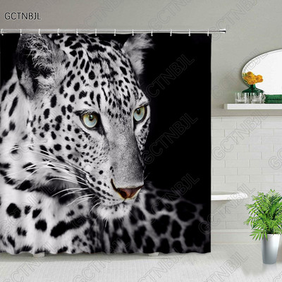 Afrički leopard, lav, tigar, uzorak zavjese za tuširanje, print divljih životinja, kupaonska kada, ukrasi za dom, poklon, vodootporne zavjese