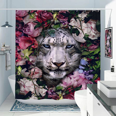 Afrički leopard, lav, tigar, uzorak zavjese za tuširanje, print divljih životinja, kupaonska kada, ukrasi za dom, poklon, vodootporne zavjese