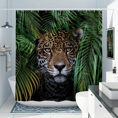 Afrički leopard, lav, tigar, uzorak zavjese za tuširanje, print divljih životinja, kupaonska kada, ukrasi za dom, poklon, vodootporne zavjese