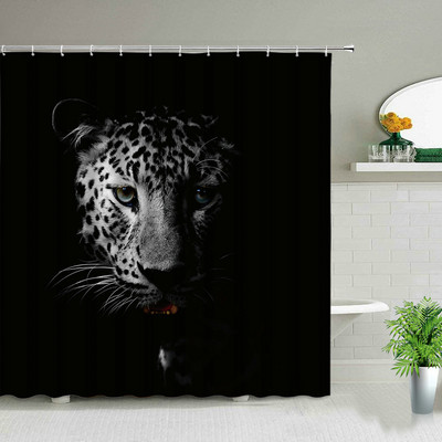Afrički leopard, lav, tigar, uzorak zavjese za tuširanje, print divljih životinja, kupaonska kada, ukrasi za dom, poklon, vodootporne zavjese