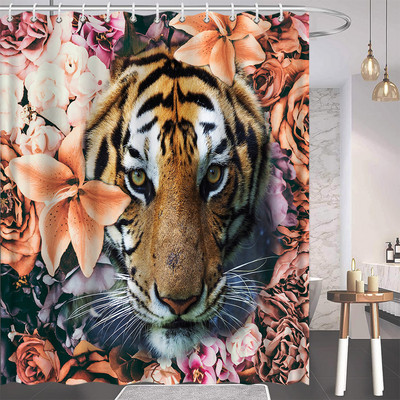 Afrički leopard, lav, tigar, uzorak zavjese za tuširanje, print divljih životinja, kupaonska kada, ukrasi za dom, poklon, vodootporne zavjese