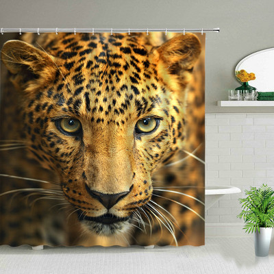 Afrički leopard, lav, tigar, uzorak zavjese za tuširanje, print divljih životinja, kupaonska kada, ukrasi za dom, poklon, vodootporne zavjese