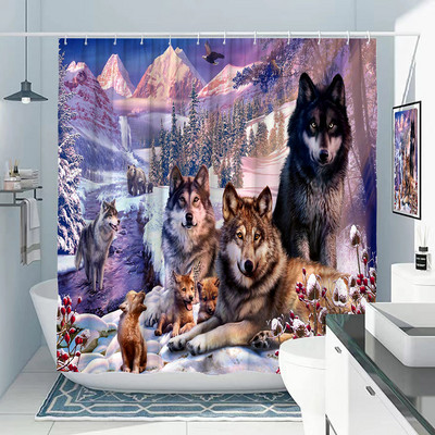 Afrički leopard, lav, tigar, uzorak zavjese za tuširanje, print divljih životinja, kupaonska kada, ukrasi za dom, poklon, vodootporne zavjese