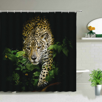 Afrički leopard, lav, tigar, uzorak zavjese za tuširanje, print divljih životinja, kupaonska kada, ukrasi za dom, poklon, vodootporne zavjese