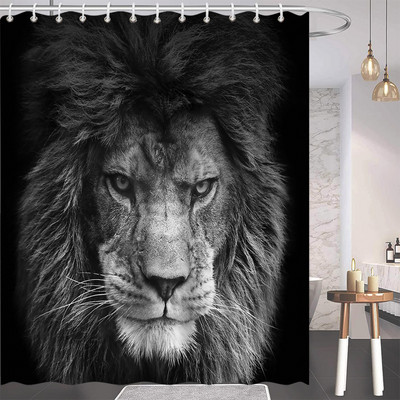 Afrički leopard, lav, tigar, uzorak zavjese za tuširanje, print divljih životinja, kupaonska kada, ukrasi za dom, poklon, vodootporne zavjese