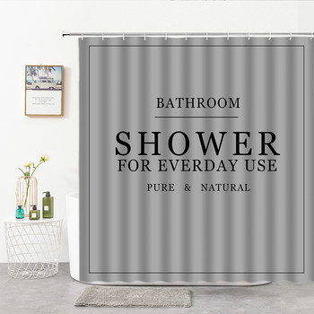 Печат на букви Черно-бяла завеса за душ Pure Natural Art Design Завеса за баня Прост скандинавски домашен декор Кука за параван за вана