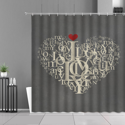 Crno-bijela zavjesa za tuš s ispisom slova Pure Natural Art Design Kupaonska zavjesa Jednostavan nordijski kućni dekor Kuka za ekran za kadu