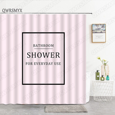 Crno-bijela zavjesa za tuš s ispisom slova Pure Natural Art Design Kupaonska zavjesa Jednostavan nordijski kućni dekor Kuka za ekran za kadu