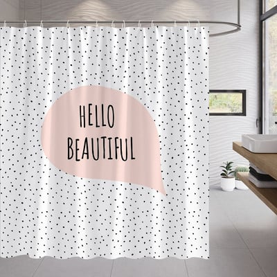Crno-bijela zavjesa za tuš s ispisom slova Pure Natural Art Design Kupaonska zavjesa Jednostavan nordijski kućni dekor Kuka za ekran za kadu