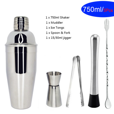 Shaker šalica od nehrđajućeg čelika 550 ml/450 ml/600 ml/750 ml s mjernom čašom Set shakera za koktele Komplet za koktele Barski alati Stalak Recept