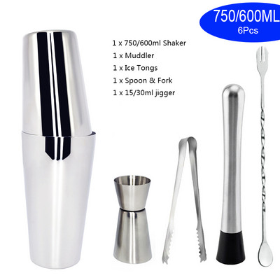 Shaker šalica od nehrđajućeg čelika 550 ml/450 ml/600 ml/750 ml s mjernom čašom Set shakera za koktele Komplet za koktele Barski alati Stalak Recept