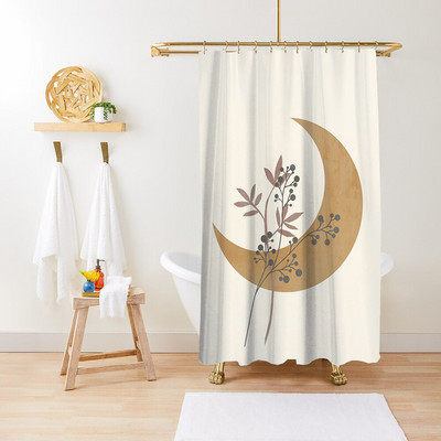 Art Geometry Pattern Zavjesa za tuširanje Zelena biljka Cvjetna tkanina Vodootporni poliester Kupaonski pribor Dekoracija zavjesa za kadu Cortina