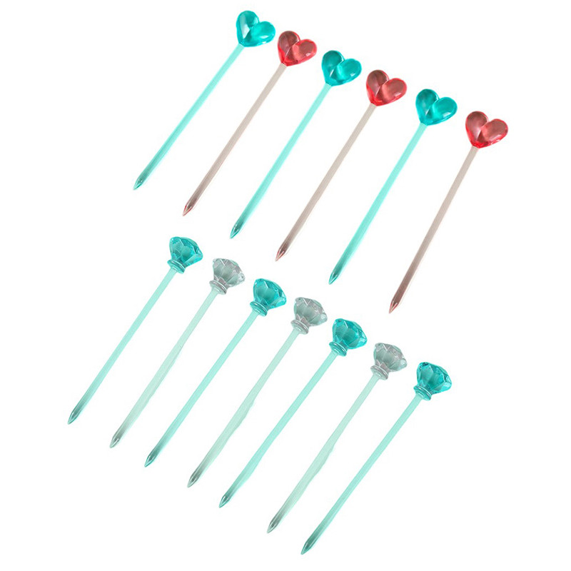 8/12 komada Kreativno dijamantno srce Vilica za voće Dječji užina Torta Desert Hrana Pijuk za voće Čačkalica Bento ručkovi Dekoracija za zabave