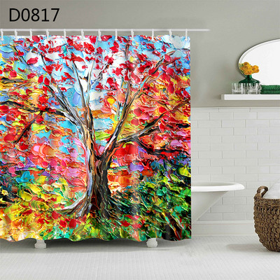 YOMDID poliestera šķiedras vannas aizkars 3D drukāts dušas aizkars ar 12 āķiem mājas vannas istabas dekorēšanai Cortina de ducha