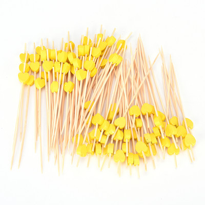 100 gab. Sirds bambusa Ēdienu izvēle Bufete Cupcake Augļu dakša Ballīte Kūka Deserta Salāti Dārzeņu kociņi Kokteilis Zobu bakstāmais iesms 12cm