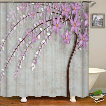 3D красиво цвете дърво отпечатано завеса за баня полиестерна водоустойчива с куки декорация на дома завеса за душ параван за баня