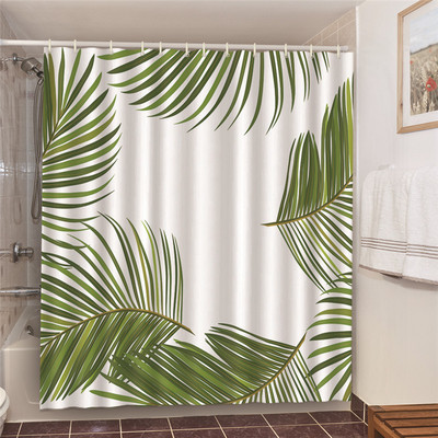 Zaļa zaļa lapotne vannas istabas komplekts ar dušas aizkariem, balti mati, sieviete ar mākslu apdrukātu dušas aizkaru ūdensizturīgs poliestera vannas ekrāns 180