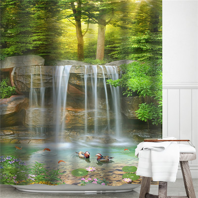 Zaļa zaļa lapotne vannas istabas komplekts ar dušas aizkariem, balti mati, sieviete ar mākslu apdrukātu dušas aizkaru ūdensizturīgs poliestera vannas ekrāns 180