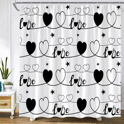 Karikatūra ar rokām apgleznota dzīvnieku dušas aizkars kaķis putns trusis augs puķes bērns vannas istabas dekors ar āķi piekārtu ekrānu, mazgājams