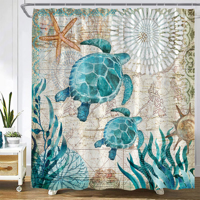 Karikatūra ar rokām apgleznota dzīvnieku dušas aizkars kaķis putns trusis augs puķes bērns vannas istabas dekors ar āķi piekārtu ekrānu, mazgājams